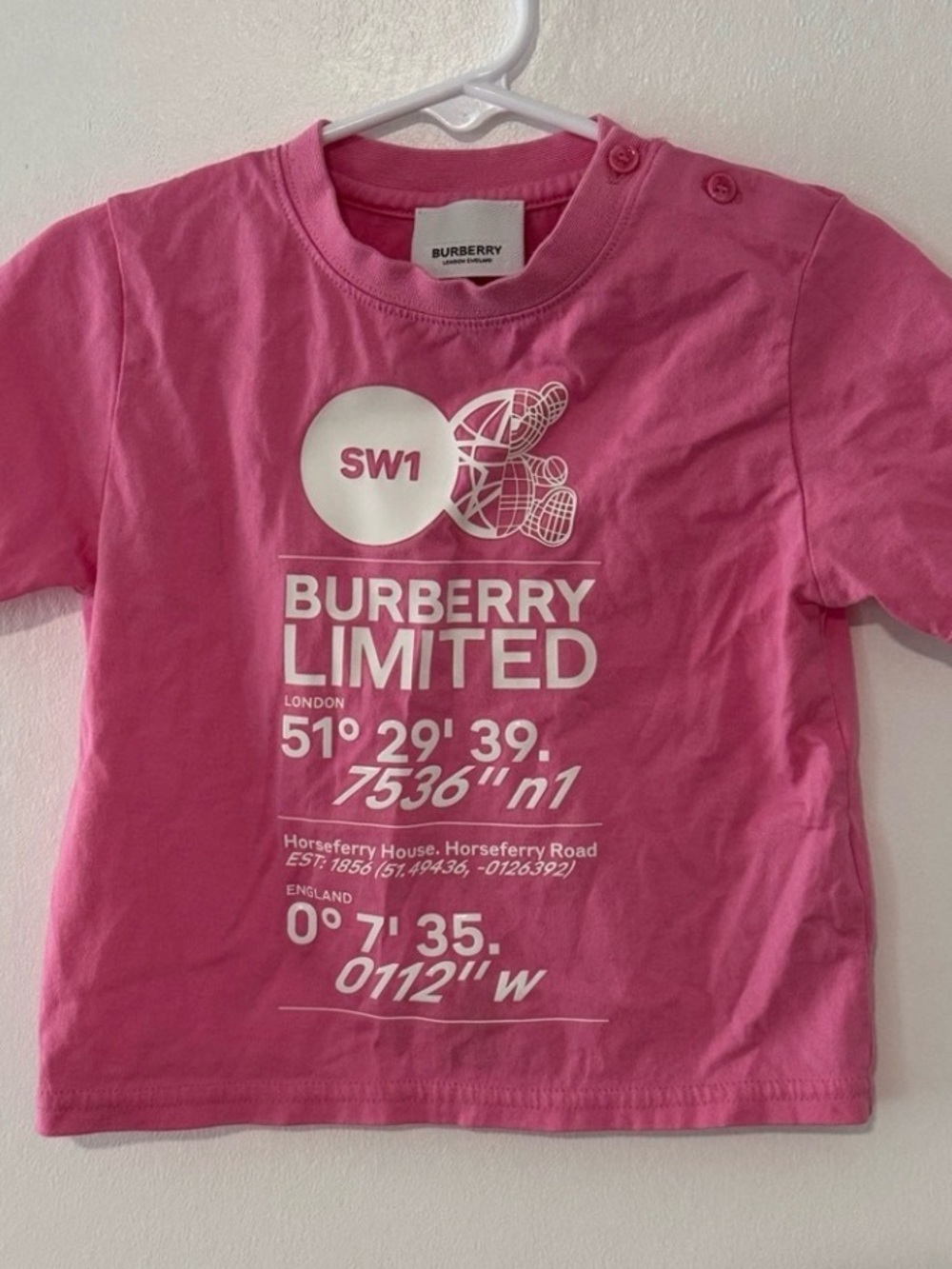 Burberry Pink Graphic Logo Tee for Kids